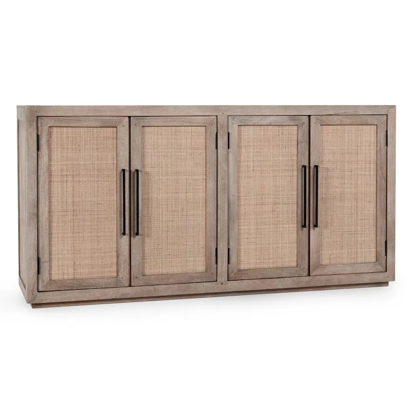 Classic Home Jensen Mango Wood and Cane Weave Buffet Sideboard