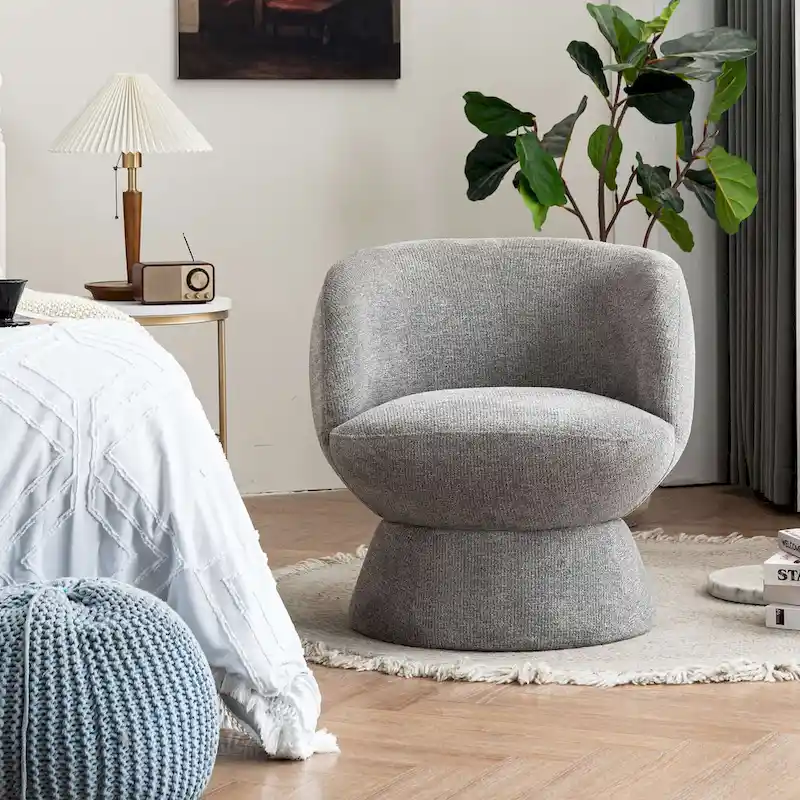 Set of1 Boucle Upholstered Modern Style Swivel Accent Chair