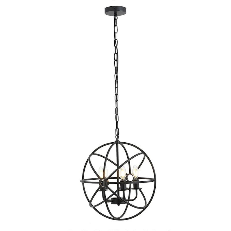 4-Lights Geometric Round Shade Pendant Lighting - 16.5 D4.7 W63.8 H(Adjustable)
