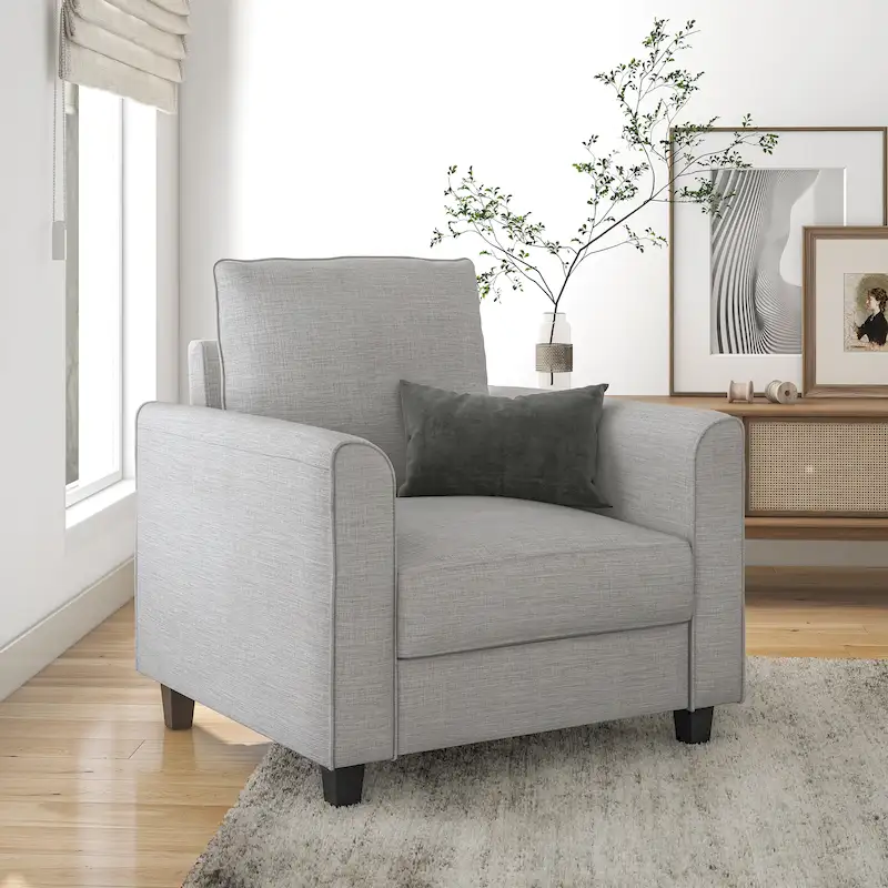 Rowan Contemporary Flared Arms Chair with Solid Wood Tapered Legs, Upholstered Fabric Single Sofa Chair by Furniture of America