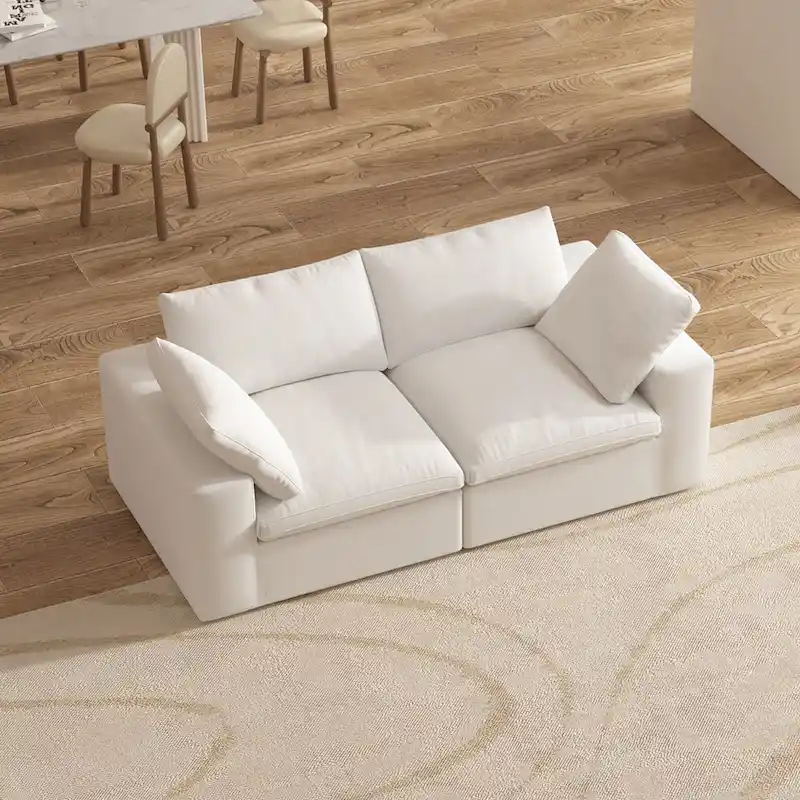 80   Linen Upholstered Loveseat Sofa Sectional Couch