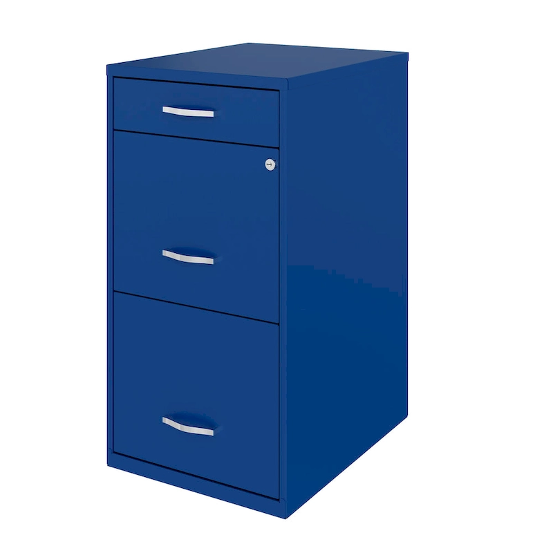 Space Solutions 18 Deep 3 Drawer Metal File Cabinet, Classic Blue
