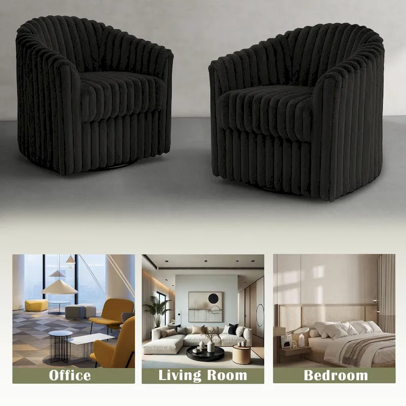 Single Sofa Armchair Swivel Barrel Chair (Set of 2)