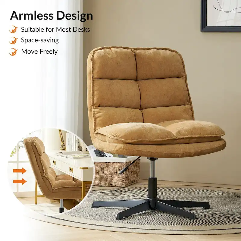 Joaquin Modern Armless 0ffice Chair Tufted 360Swivel With Upholstered by HULALA HOME