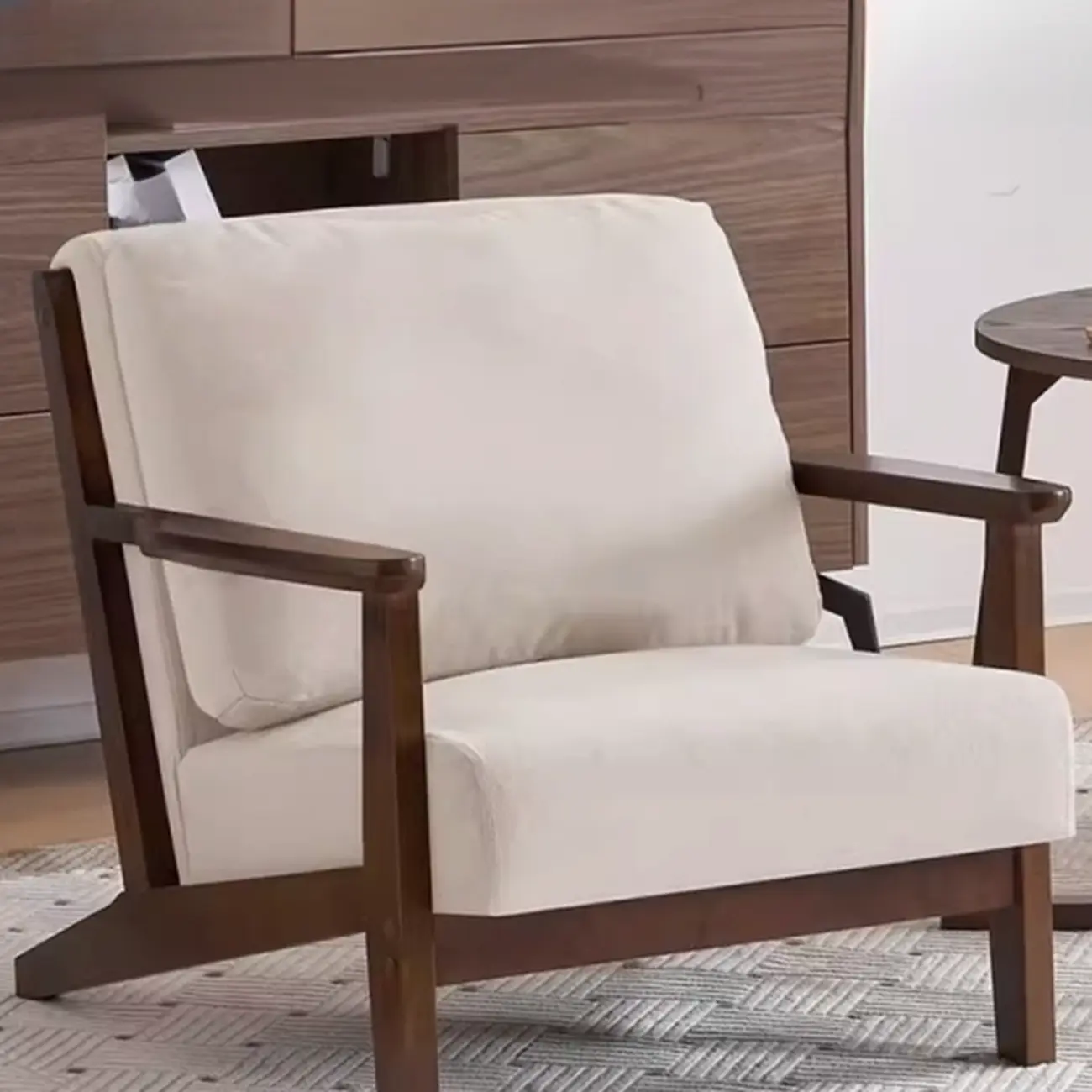 Modern Arm Chair Cotton Linen Living Room