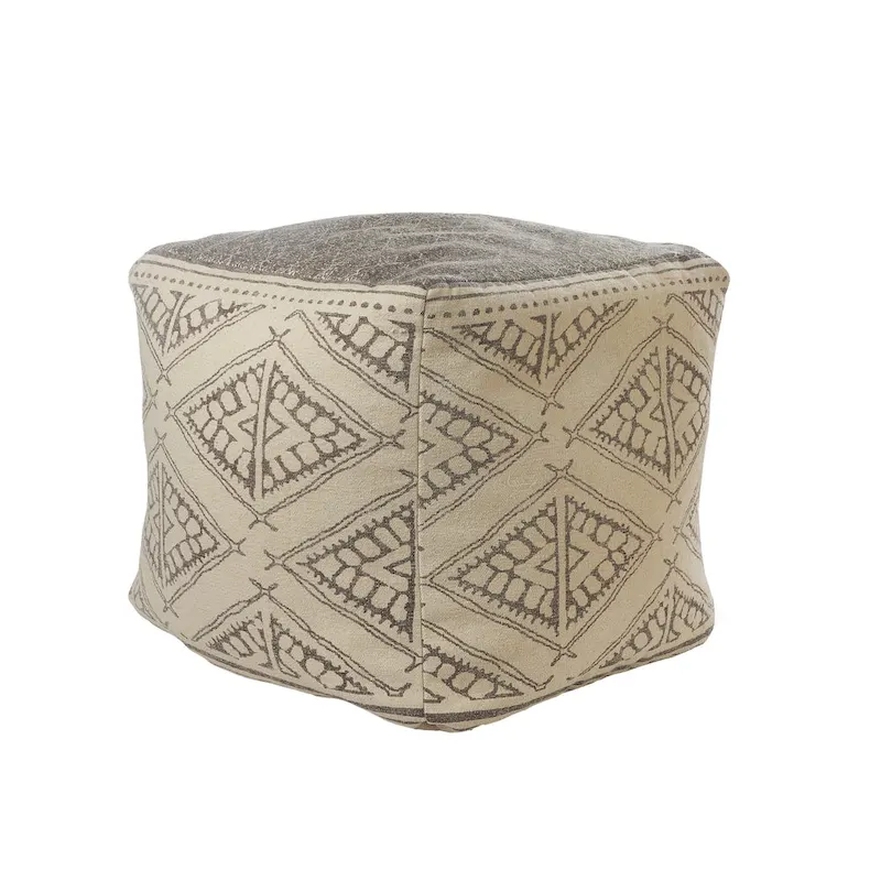 Sevita Handmade Geometric Rustic Farmhouse Pouf