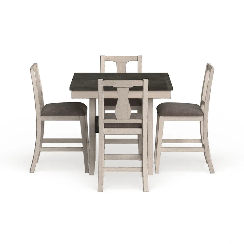 Merichleri Rustic Antique White Wood 5-Piece Counter Height Dining Set by Copper Grove