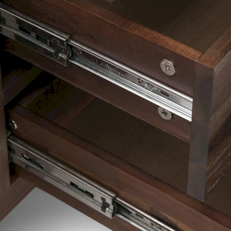 WYNDENHALL Mitchell Metal 60 inch Wide Rectangle Modern Industrial Sideboard Buffet in OAK WOOD - 60 x 17 x 30