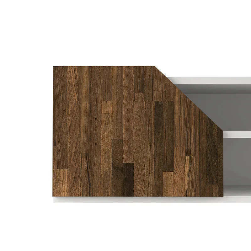 61-Inch Two-Tone White Floating TV Stand with 4 Shelves, Transitional Style Media Console