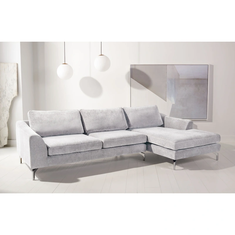 SAFAVIEH Couture Nicholsen Anthracite Grey Velvet Sofa