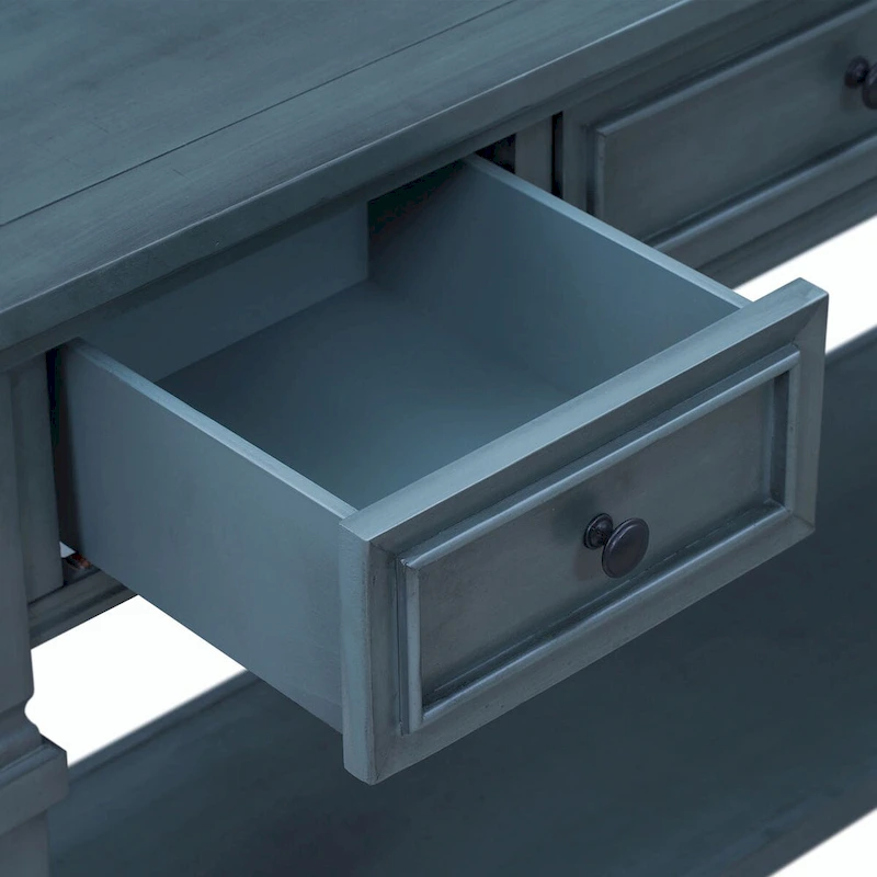 50L Classic Retro Style Console Table with Three Top Drawers and Open Style Bottom Shelf (Gray Wash)