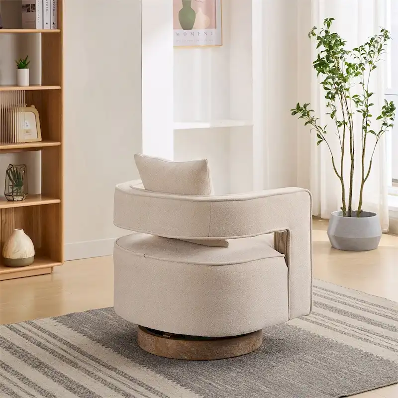 29.1  Swivel Accent Chair with Weathered Wood Base