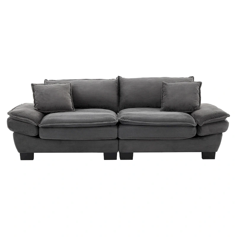 65.5 Upholstered 3-Seater Sofa Couch with Two Pillows and Sturdy Construction