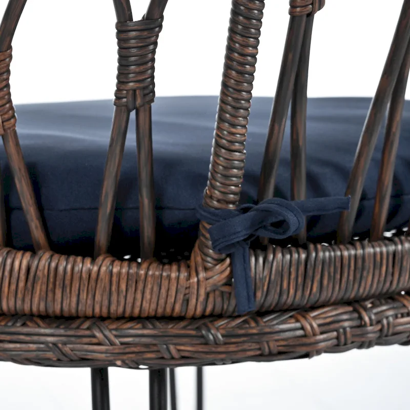 2 Rattan Single Chairs with A Glass Round Table