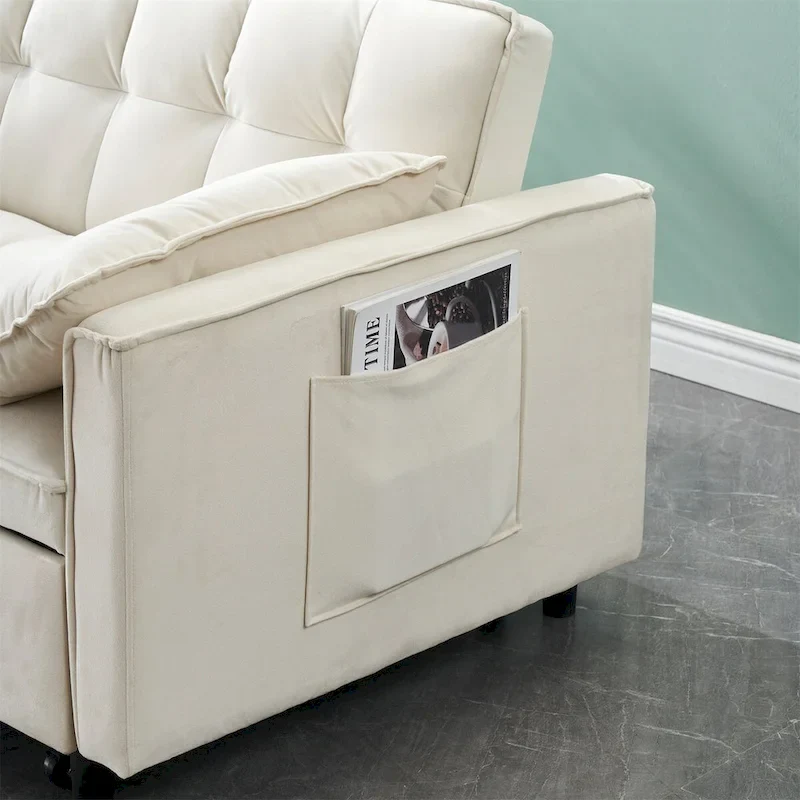 Velvet Loveseat with Reclining Backrest, Toss Pillows and Pockets