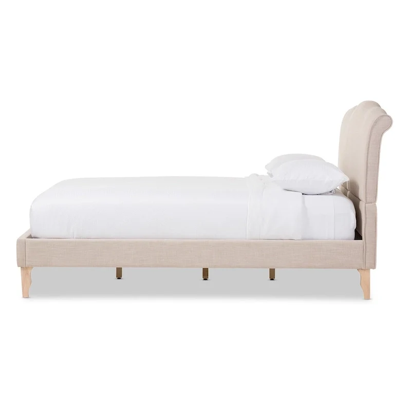 The Gray Barn Ayrshire Downs French Classic Modern Style Beige Mix Linen Fabric Platform Bed