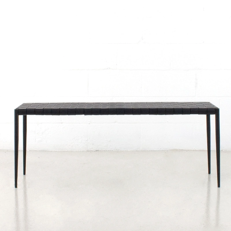 Soho Mid-Century Modern Leather Weave Coffee/Bench 28-inches/ 47-inches