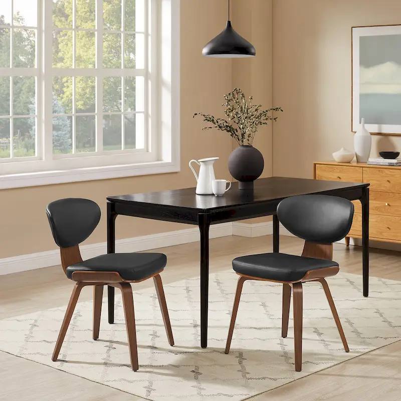 Wood and PU Leather Dining Chair