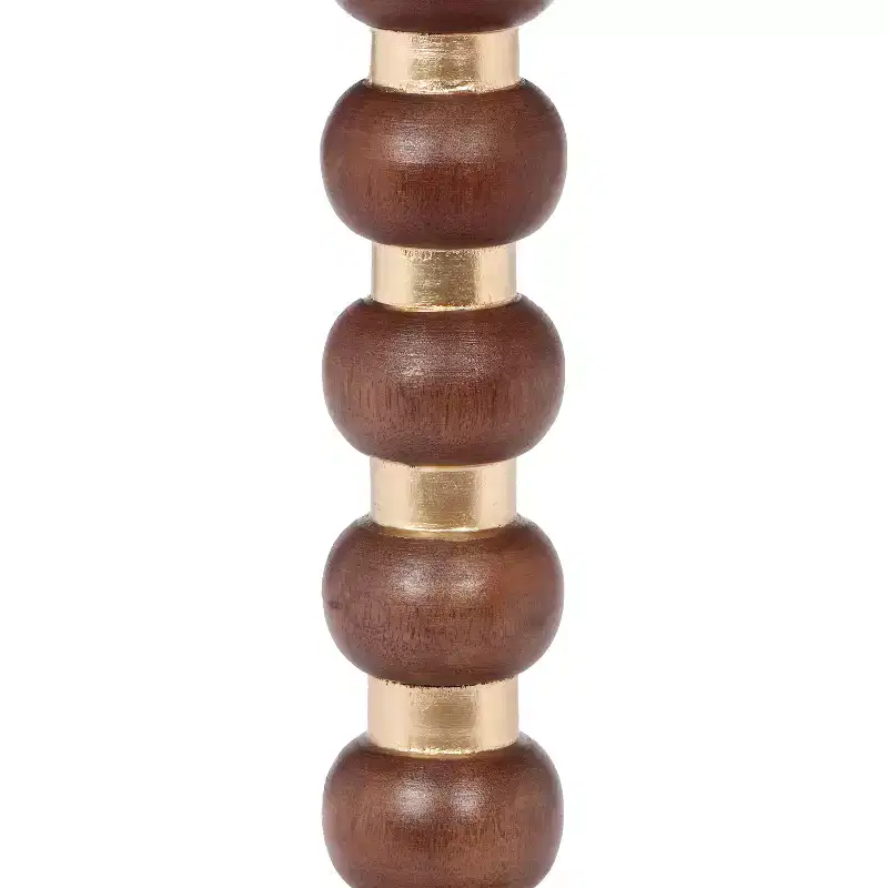 Brown Round Mango Wood End Table, Pedestal Base, Single