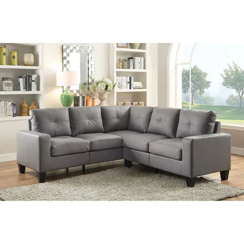 Newbury 82 in. W 2-piece Faux Leather L Shape Sectional Sofa - 32L x 82W x 35H