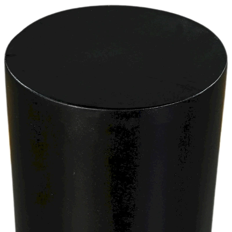 Tia 12 Inch Round Side End Table with Turned Pedestal Base, Mango Wood in Matte Black Finish