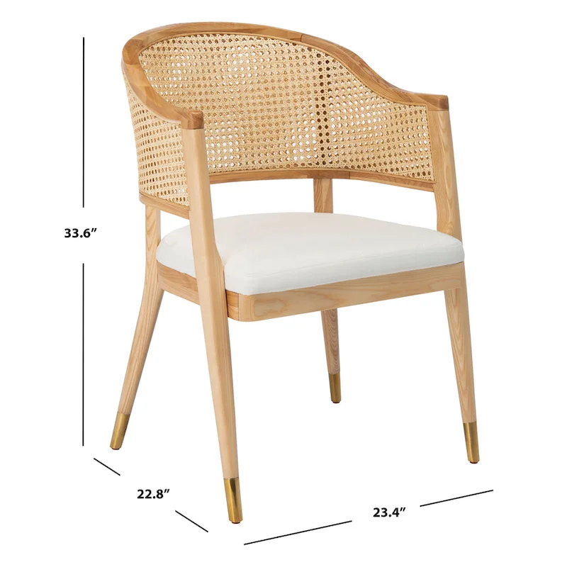 SAFAVIEH Couture Dominica Rattan Dining Chair - 23.4  W x 22.8  L x 33.6  H - 23 W x 23 D x 34 H