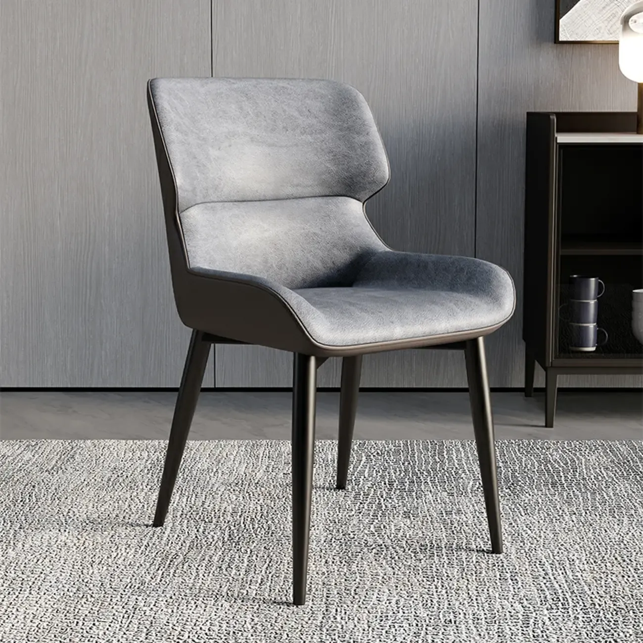 Leather Low Solid Back Armless Dining Side Chair