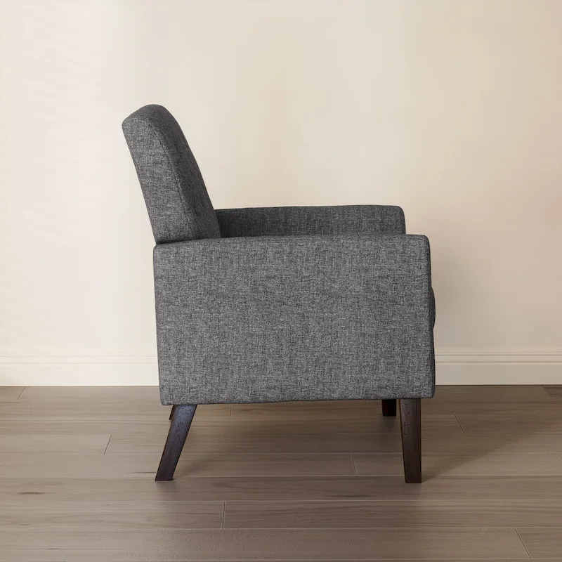 LUE BONA Modern Upholstered Accent Chair Linen Fabric Button Tufted Armchair with Solid Wood Frame - 28.5 W X 27.25 D X 33.75 H