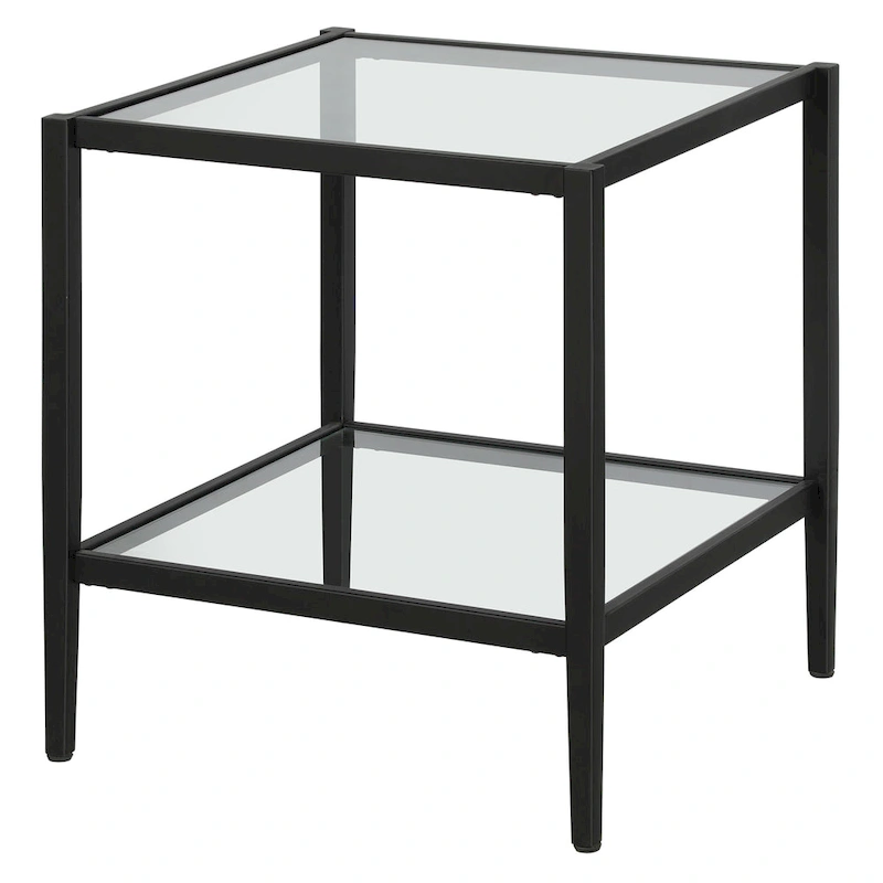 Hera 20 Wide Square Side Table with Clear Shelf