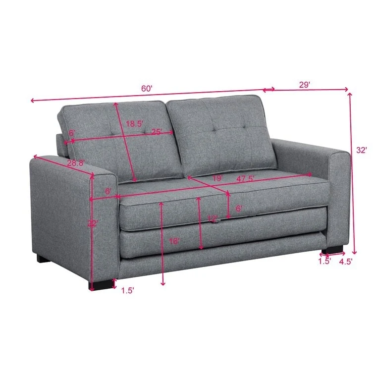Daisy Modern Fabric Loveseat and Sofa Bed