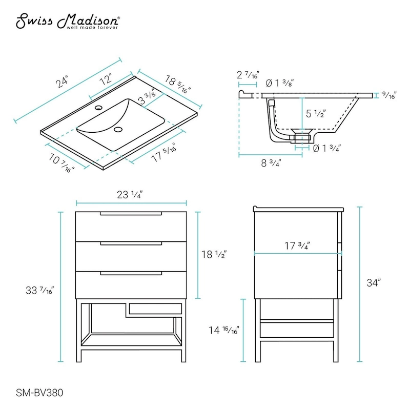 Carre 24 Bathroom Vanity in Oak