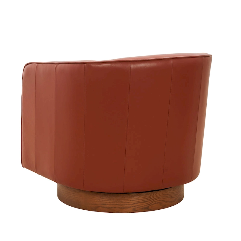 Tito Top Grain Leather Wood Base Swivel Chair by Greyson Living