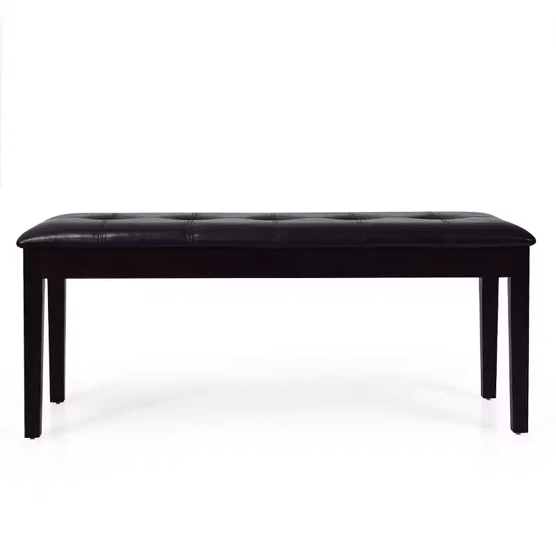 Costway Upholstered PU Dining Room Bench Solid Wood Button Tufted Dining Room Bench