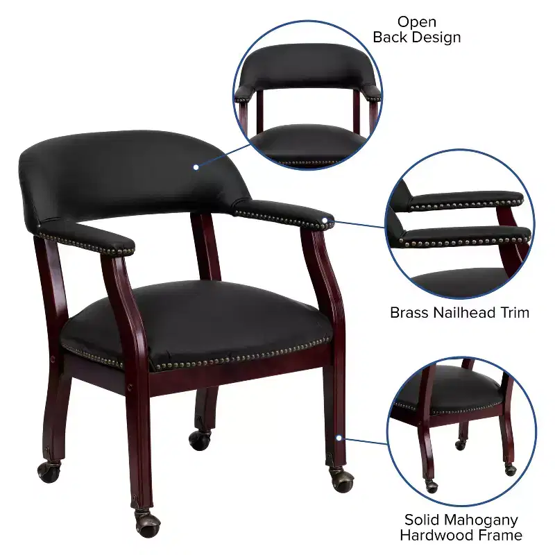 Emma and Oliver Conference Chair with Accent Nail Trim and Casters