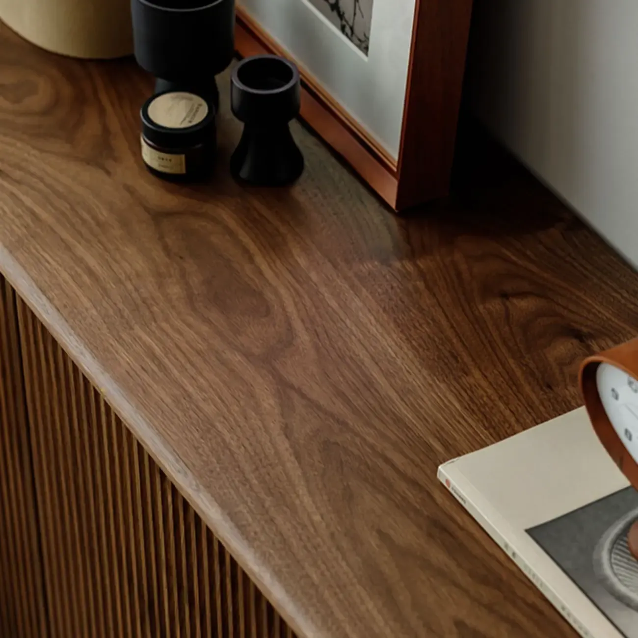 Scandinavian Dark Walnut Solid Wood Shoe Cabinet