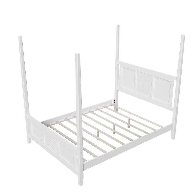 Queen Solid Pine Four Poster Bed with 75 Tall Frame