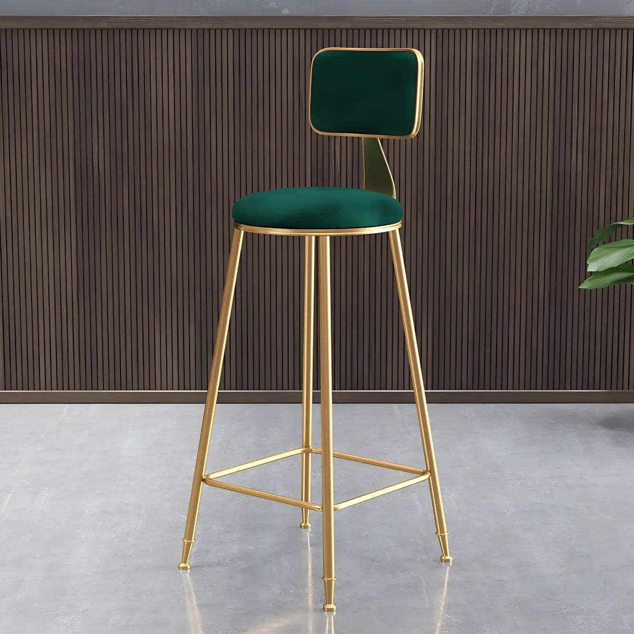 Round Velvet Upholstered Counter Bar Stools