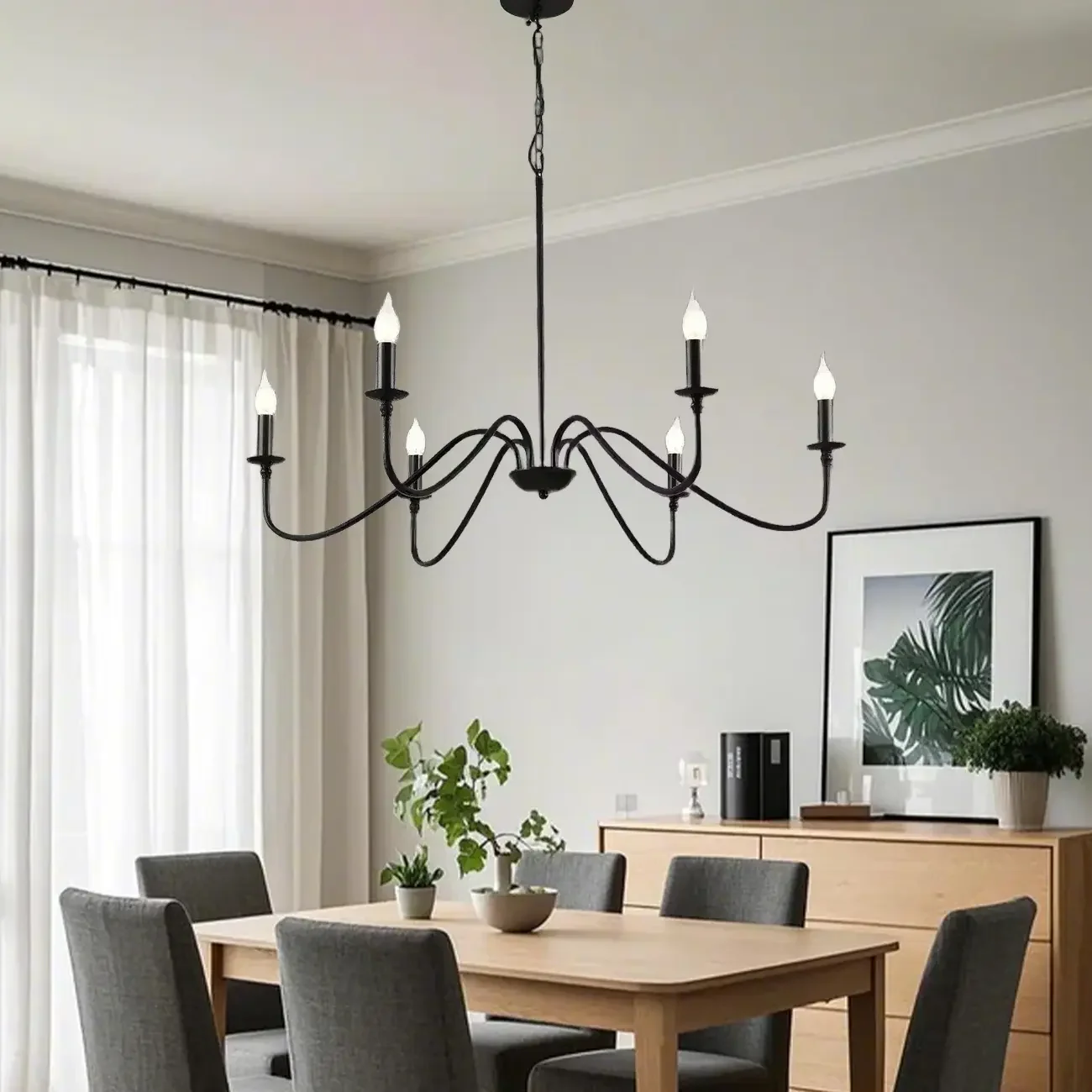 Industrial 6-Light Metal Vintage Candelabra Chandelier