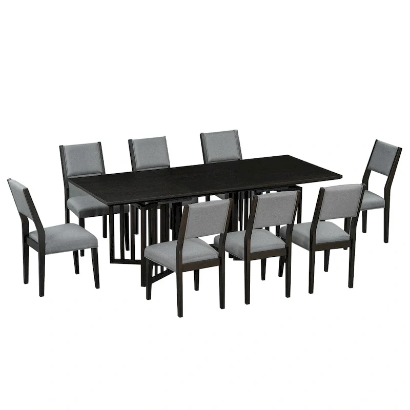 Farmhouse 9-Piece Extendable Dining Table Set with Removable Leaves