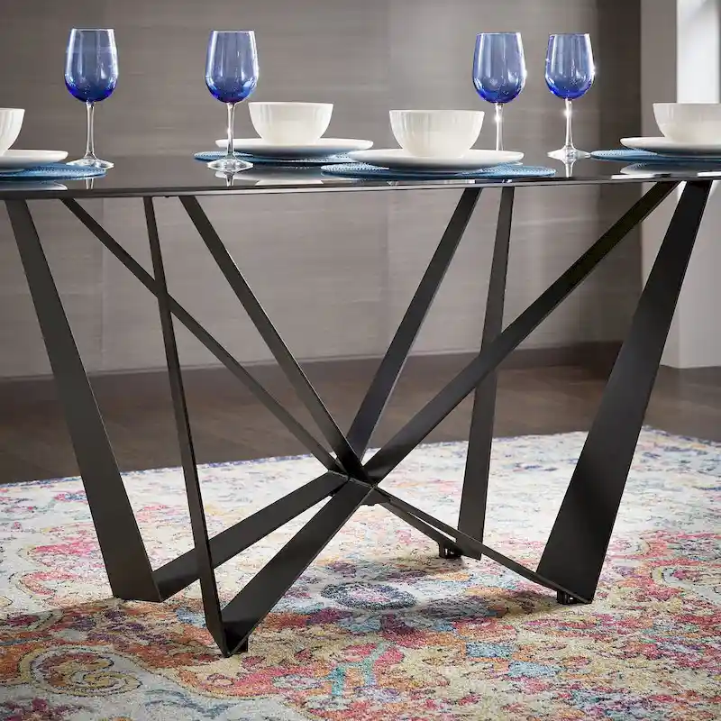 Marfa 69 Black Metal Gray Glass 6-person Dining Table by iNSPIRE Q Modern