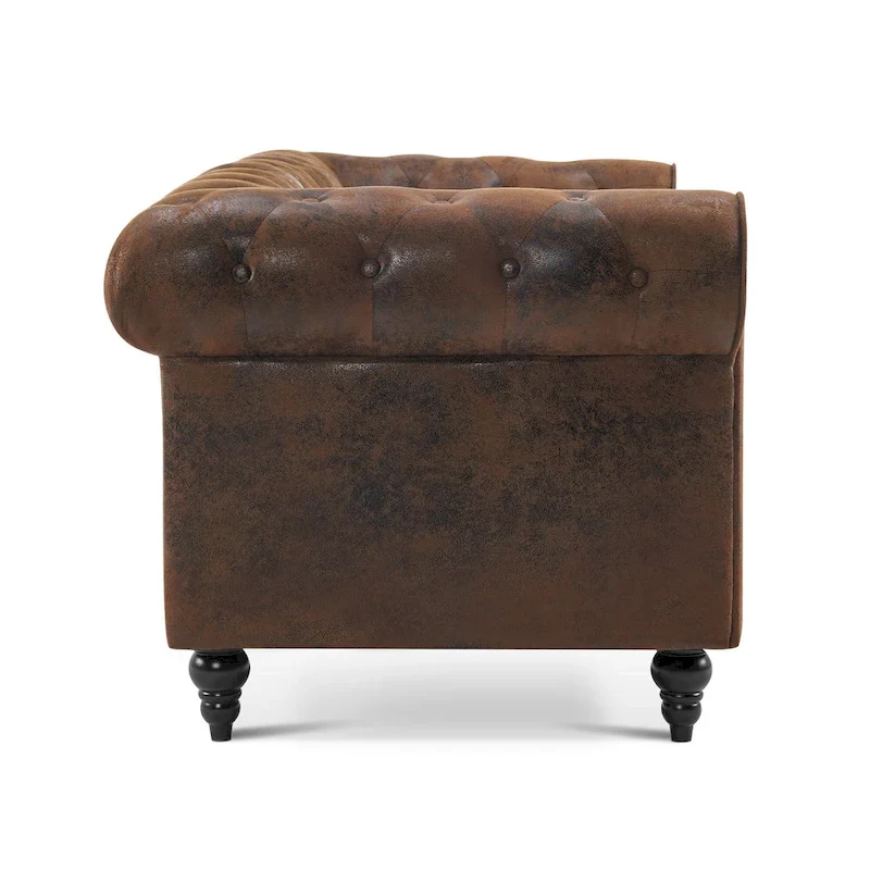 Modern Quilted Club Sofa with Oak Legs