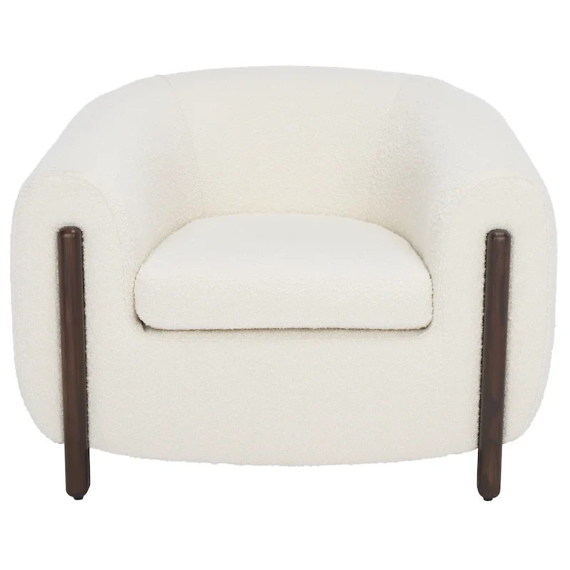 SAFAVIEH Couture Yauheniya Barrel Back Accent Chair - 38 In. W x 34 In. D x 28 In. H - 38Wx34Dx28H