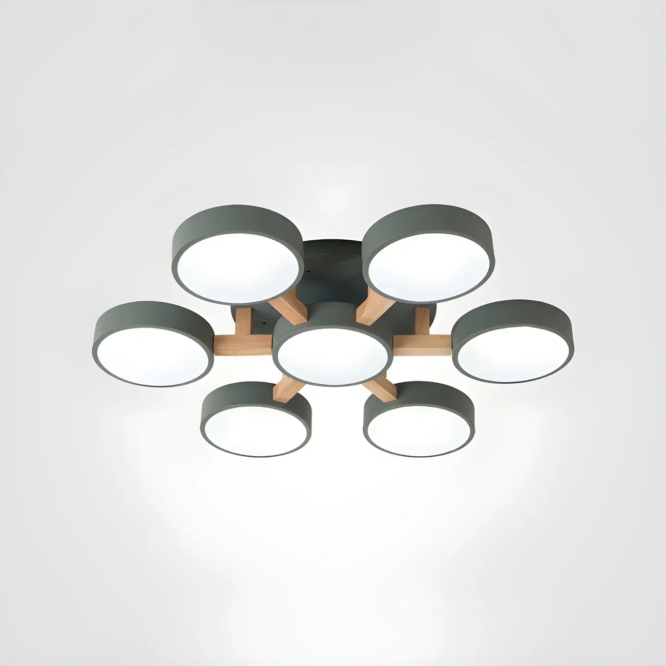 Green Drum Shade Semi Flush Ceiling Light 3-Gear Dimming