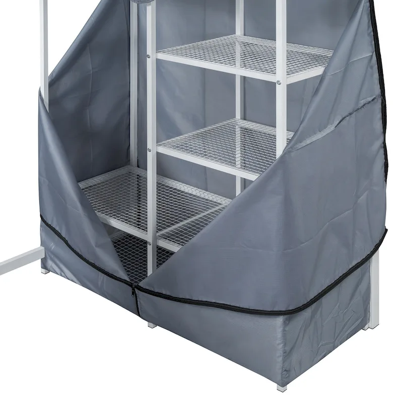 Twin Metal Loft Bed with Built-in Desk, Wardrobe & Power Outlet - 350LB Capacity