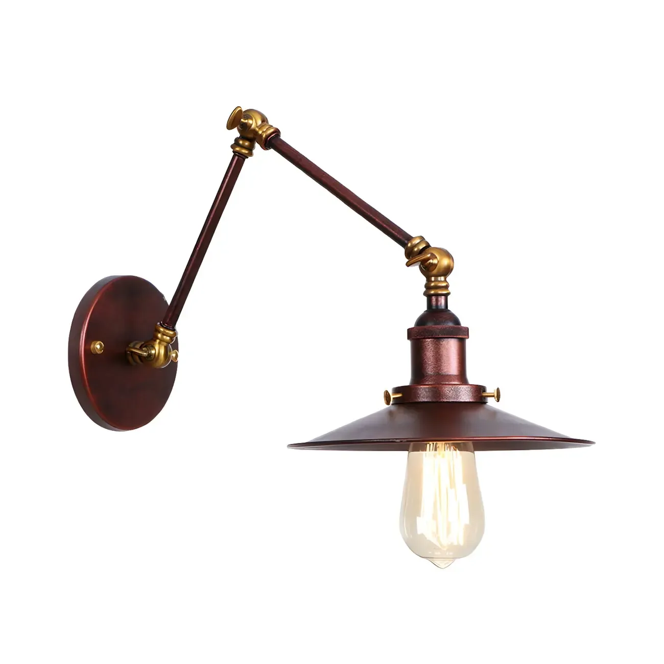 Industrial Metal Flat-Shade Swing Arm Wall Light
