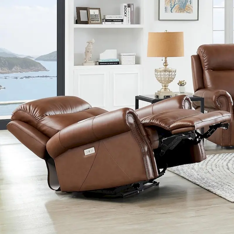 Hydeline Royce Zero Gravity Power Recline and Headrest Top Grain Leather Recliner