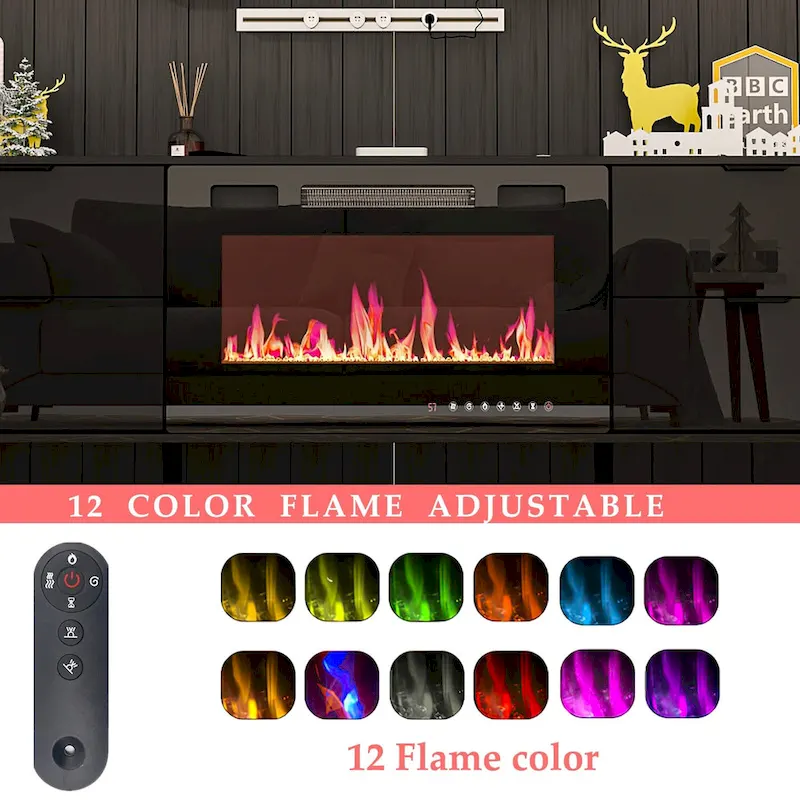 30 Recessed Electric Fireplace High Glossy TV Stand Combo Fireplace