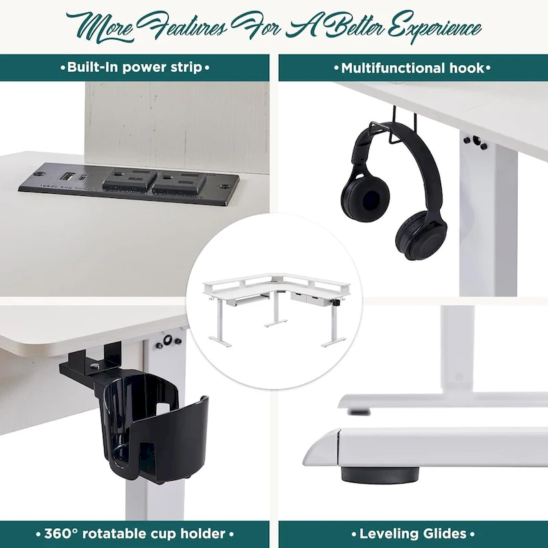 60 L Shaped Electric Comnputer Desk, Height Adjustable Gaming Desk