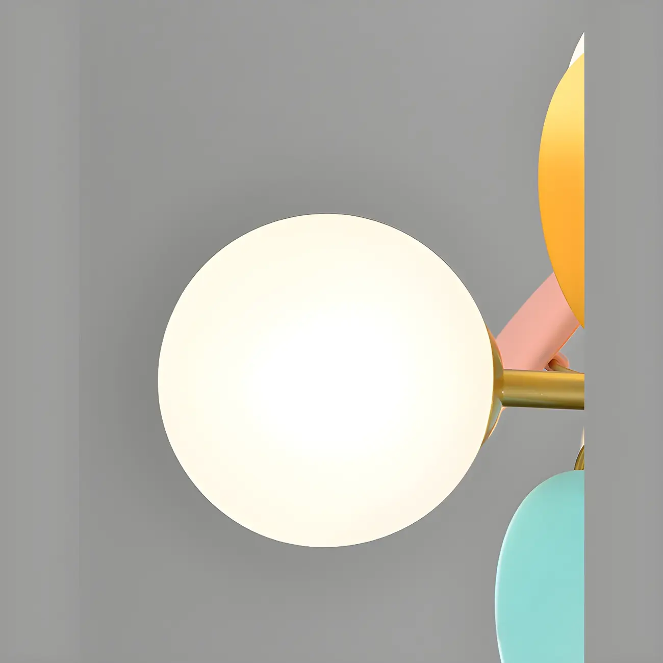 Pastel Sphere Glass and Metal Starburst Chandelier