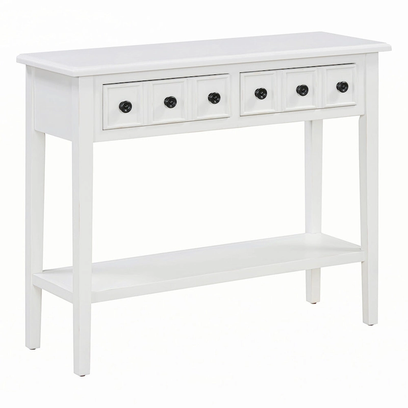 Entryway Table with 2 Drawers(White)